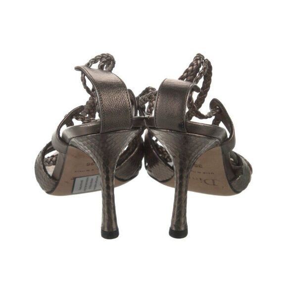 Christian Dior Authentic Leather Silver Gray Metallic High Heel Sandals 6 - Picture 4 of 8